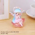 Blue-haired flower fairy night light sitting on a pink rosebud for bedroom decor - As Shown / Dreamy Fairy Flower Lamp 1195-7a