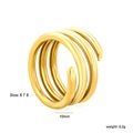 Polished 18k gold-plated multi-layer spiral ring with 10mm width and geometric lines - Multi-Layer Spiral Polished Style (RI170106-8G)