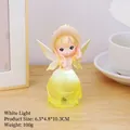 Fairy flower night light in yellow with white LED and translucent wings for bedroom decor - As Shown / Cute Little Elf Lamp W1146-3a
