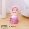Pink flower fairy night light for bedroom decor, cute winged girl design on wood table - As Shown / Cute Little Elf Lamp W1146-3b
