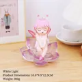 Pink hair flower fairy night light on purple lotus base, warm white LED decor lamp - As Shown / Secret Flower Realm Night Light W1166-6a