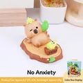 Capybara phone holder with anti-anxiety plant decor on stump base, size 8x6x5cm - No Anxiety Capybara (WX056D)