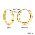 Detaillierte technische Ansicht der vergoldeten Edelstahl-Ohrringe mit Größe 20x19,2 mm - Unregelmäßiges Wellen-Rund-Stil (EA318501G)
