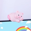 Pink silicone cartoon pig monitor ornament and cute desk stress relief decoration - Lying Pig Style