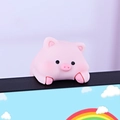Pink pig mini ornament made of matte silicone for computer monitor and desk decor - Pupu Pig Style