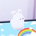 Mini white rabbit resin ornament for computer screen edge decor, cute bunny figurine - New Wink Rabbit Epoxy Resin / As Shown