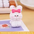Cute white bunny figurine with pink bow tie and dots for desktop cake decoration - Bowknot Rabbit