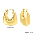 Polierte goldene klobige Creolen in U-Form mit geometrischem Design aus Edelstahl - U-Form-Stil mit quadratischem Boden (EA326101G) / Gold