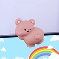Mini brown bear decorative hanging figure for computer screens and office desk monitor - Wink Bear Style