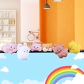 Cute mini animal figurines set including pink pig and white rabbit for desk decor - Lying Paradise Six Piece Set