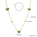 Elegant gold heart necklace with striped malachite pendants and crystal accents - Green Heart Style (NE2B900JG)