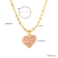 Goldene Kugelkette mit pinkfarbenem Herzanhänger aus Strass und Maßangaben - Rosa Herz(NE2F480RG)