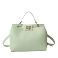Borsa a mano verde menta texture litchi con fibbia dorata e tracolla regolabile - Verde