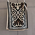 Ethnic style black winter scarf with warm floral patterns and fringe details - 185*65cm / Black (GSJ-687-Black)
