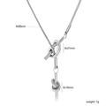 Minimalistische silberne Edelstahl-Schlangenkette Herzanhänger Halskette Damen - Silberknoten-Design (NE2F3401S)