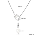 Collana a catena serpente da 65cm in acciaio inox con perla ovale e ciondolo cuore 18K - Argento