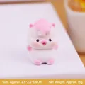 Miniature pink and white flocked pig figurine for desk decor, 3.4cm healing office ornament - Pink Flocked Unicorn