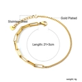 Tobillera de acero inoxidable chapada en oro con corazón y detalles de 21+3 cm - Cadena Mixta Colgante de Corazón (AN121001G)