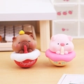Cute brown capybara and pink pig tumbler ornaments for desk decompression decor - Capybara + Pink Pig Set