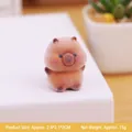 Miniature flocked brown capybara desk figurine with pink cheeks, size 2.4x2.1x3cm - Brown Flocked Capybara