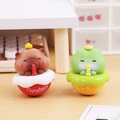Cute Capybara tumbler desktop ornaments in brown and green cupcake base design - Capybara + Frog Set