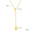 Dettagli della collana a Y in oro 18 carati con pendenti a goccia e specifiche tecniche - Stile Ciondolo Lungo a Doppia Goccia d'Acqua Dorato (NE2F2601G)