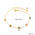 Bracciale in acciaio dorato con cinque pietre tonde colorate da 6mm e chiusura a moschettone - BR28370MG (Bracciale Occhio di Gatto)