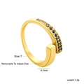 Detailed view of adjustable gold ring with blue zircons showing dimensions and weight - Double Row Blue Gemstone Style (RI1713K7G)