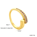 Detail showing gold adjustable ring with purple stones, size 7, width 9.1mm, 3.3g - Double Row Purple Gemstone Style (RI1713C7G)
