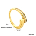 Detailed view of adjustable gold-plated ring showing dimensions and twin-row zircon inlay - Double Row Clear Zirconia Style (RI1713A7G)