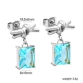 Boucles d'oreilles nœud argenté avec zircon bleu clair et acier inoxydable - Argent (EA5B730KS)