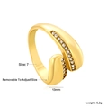 Detail of adjustable gold ring with pavé diamonds and geometric overlap design - Wraparound Pave Style (RI1717A7G)