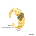Detail of adjustable golden croissant ring with blue stones and 9.5mm width specification - Blue Gemstone Twist Style (RI1719K7G)