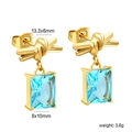 Boucles d'oreilles nœud doré avec zircons rectangulaires bleu clair et fini or 18 carats - Or (EA5B730KG)