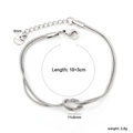 Detail view of double-layer stainless steel heart knot bracelet with S.Steel tag - Silver Double Layer Knot Snake Chain (BR285001S)