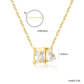 18k gold plated stainless steel necklace with square and teardrop zircon pendants - Water Drop Square Pendant (NE2F390AG)