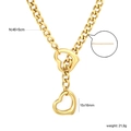 Collana lariat a doppio cuore in acciaio inossidabile placcato oro 18k regolabile - Stile a Doppio Cuore Cavo con Catena Cubana Grossa Dorata (NE2D5001G)