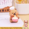 Miniatur-Capybara-Kochfigur aus Harz beim Nudelessen neben dem Original-Karton - Nudeln Essen Stil (051C)