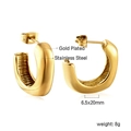 Détail de boucles d'oreilles en C en acier inoxydable doré mesurant 6,5x20 mm - Style Forme C Épais Texture Miroir (EA314701G)