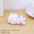 Cute resin white sleeping cat figurine with blue bow tie and pink bag desk decor - Pinky Cat Ornament (2400-1C)