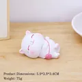 Cute white resin cat figurine with pink cheeks and accessory for office desktop decor - Mini Pinky Cat Ornament (2400-2C)