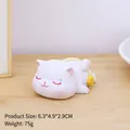 Cute sleeping white cat desk ornament with star pattern and blue heart detail - Mini Pinky Cat Ornament (2400-2D)