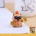 Mini-Capybara-Schreibtischfigur mit Sonnenbrille, Orange und Münzen in Geschenkbox - Reichtum Stil (036B)