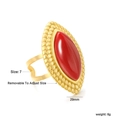 Detail view of vintage red agate ring showing 29mm stone size and adjustable band feature - Red Agate Horse Eye Open Style (RI1658E7G)