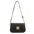 Sac à bandoulière noir chic avec chaîne dorée et fermeture texturée pour femmes - Noir