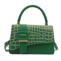 Grüne Handtasche mit Steinmuster, Goldbeschlägen und Tragegriff für Damen im Sommer - Grün