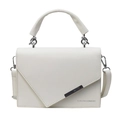 White textured leather crossbody bag with silver hardware and envelope flap design - White