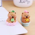 Niedliche Capybara-Harzfiguren Set mit Schildkröte und Lotus-Basis für Schreibtischdeko - Viel Glück Kombination 2er-Set (036C+D)