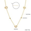 Macro detail of 18k gold plated heart necklace with white shell inlay and measurements - White Heart Style (NE2B900AG)