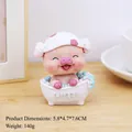 Figurine de cochon en résine prenant un bain pour bureau avec texte Lucky, 5,8 cm - Cochon de Bain Tête Branlante (2378)